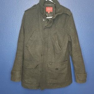 Guess Unisex Black Peacoat 100% Polyester Medium Size M Womans Mens